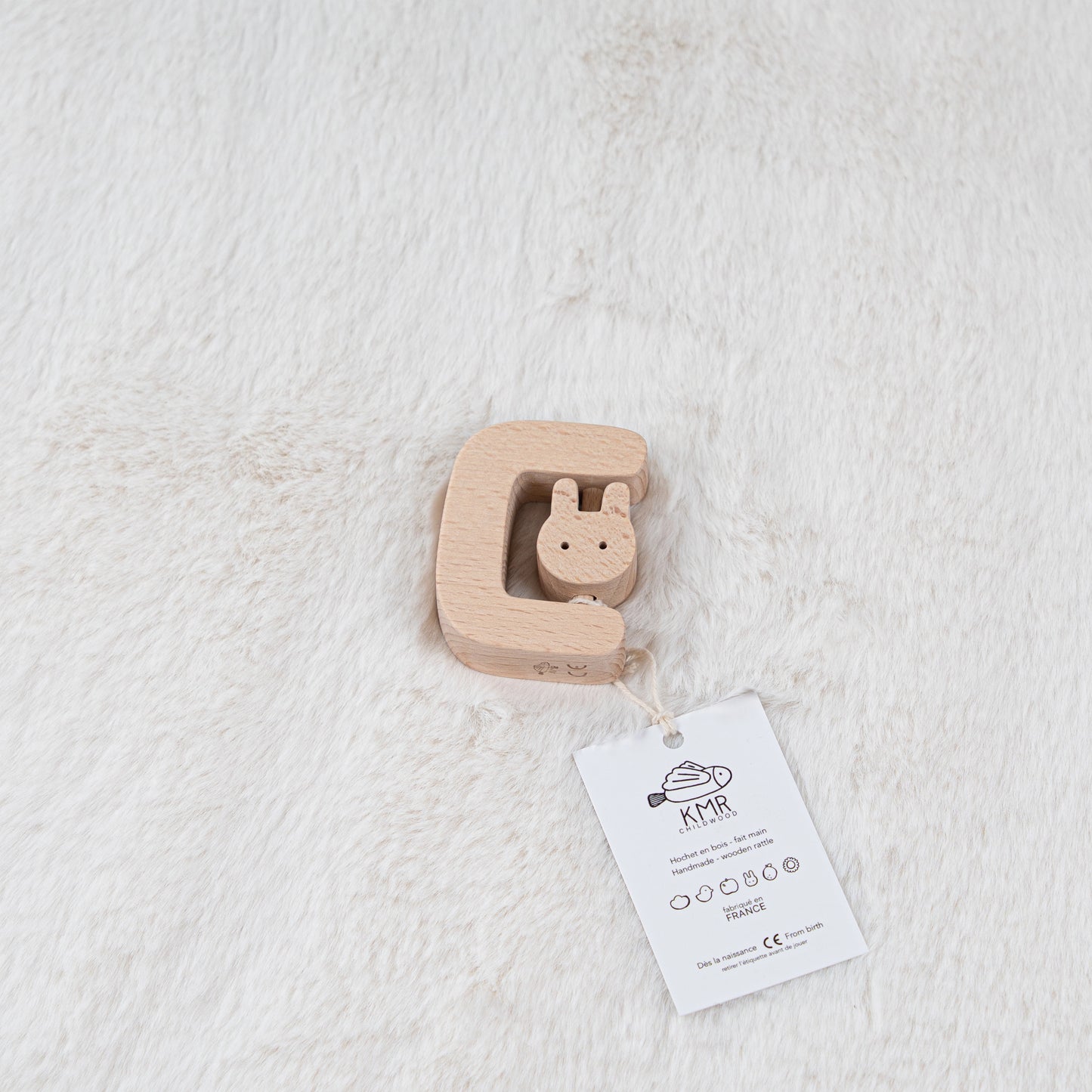Hochet en bois naturel - Lapin